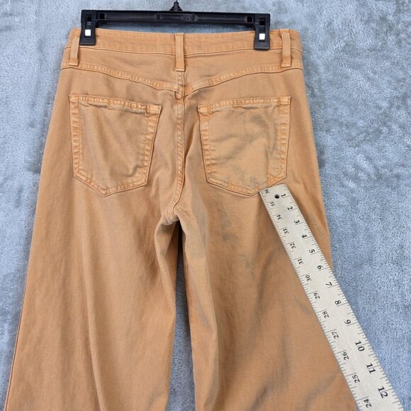 AMO Sylvia Straight Leg Pants Womens 28 Tan High Rise Button Fly Denim Flawed - Picture 15 of 16